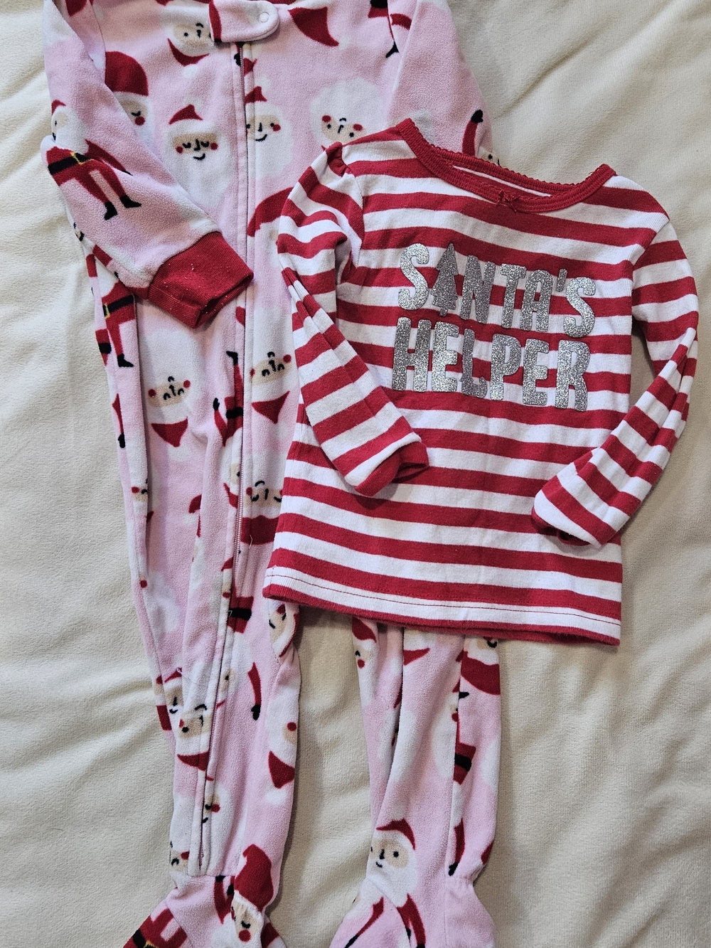 Carter's Pink and Red Christmas Santa Pajama Set - 12 Months
